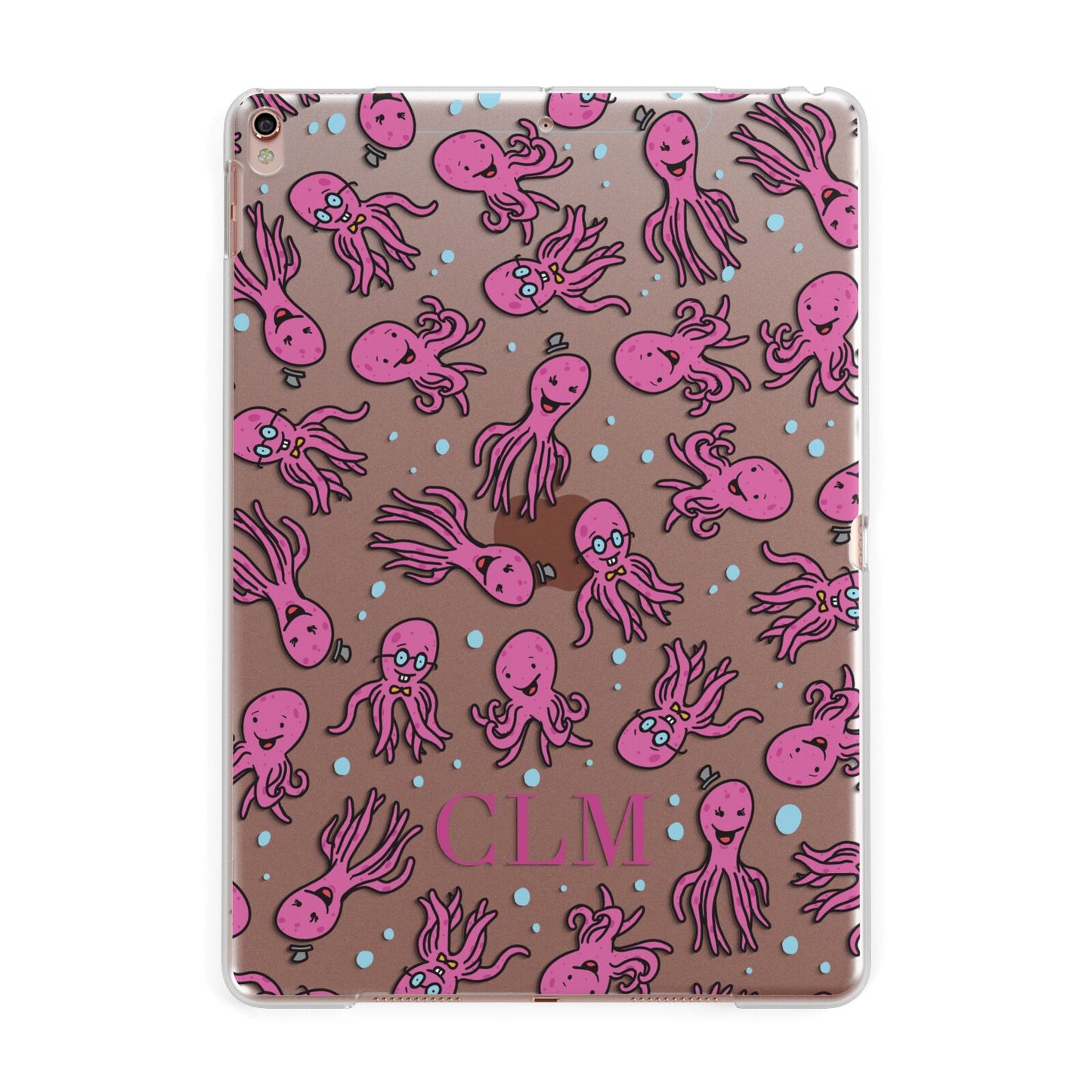 Personalised Octopus Initials Apple iPad Rose Gold Case