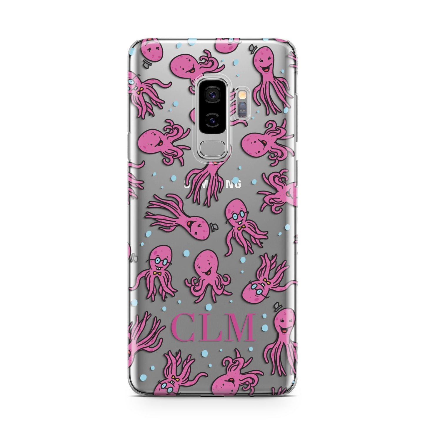 Personalised Octopus Initials Samsung Galaxy S9 Plus Case on Silver phone