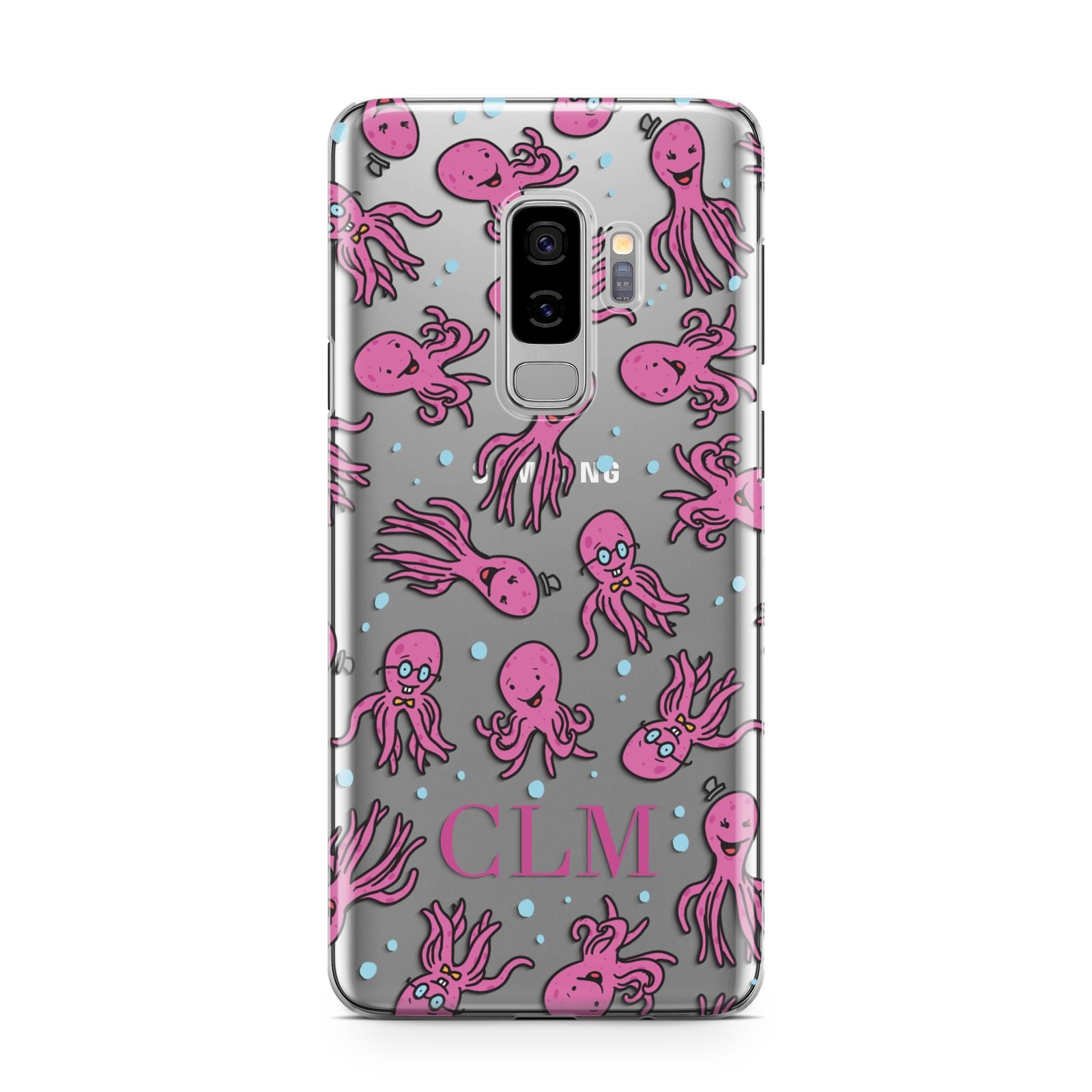 Personalised Octopus Initials Samsung Galaxy S9 Plus Case on Silver phone