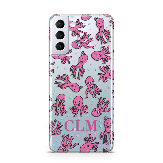 Personalised Octopus Initials Samsung S21 Plus Phone Case