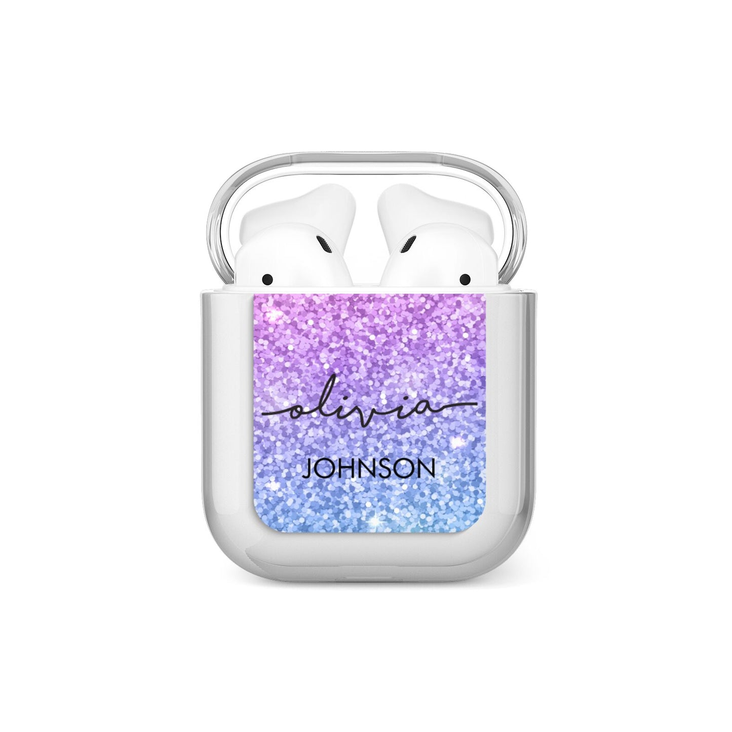 Personalised Ombre Glitter with Names AirPods Case