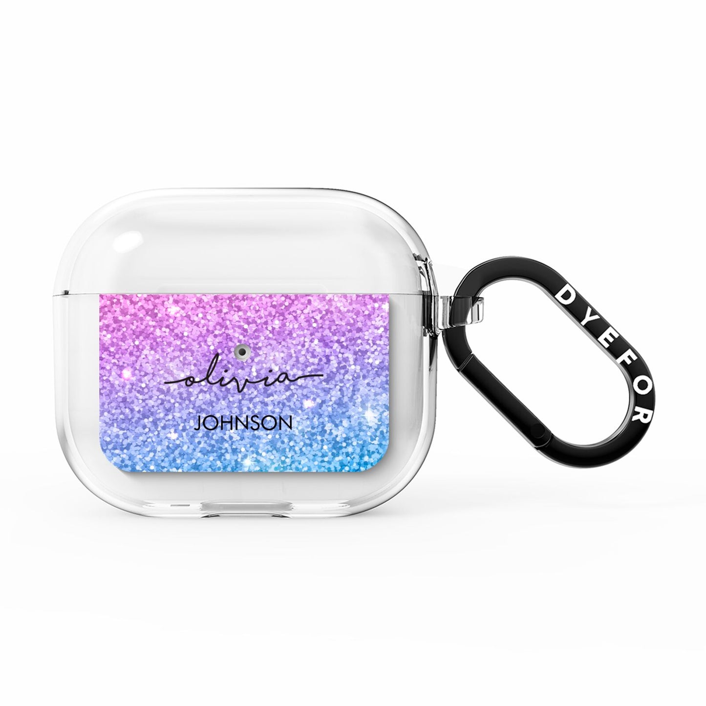 Personalised Ombre Glitter with Names AirPods Clear Case 3rd Gen