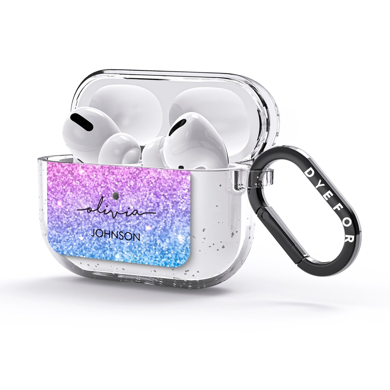 Personalised Ombre Glitter with Names AirPods Glitter Case 3rd Gen Side Image