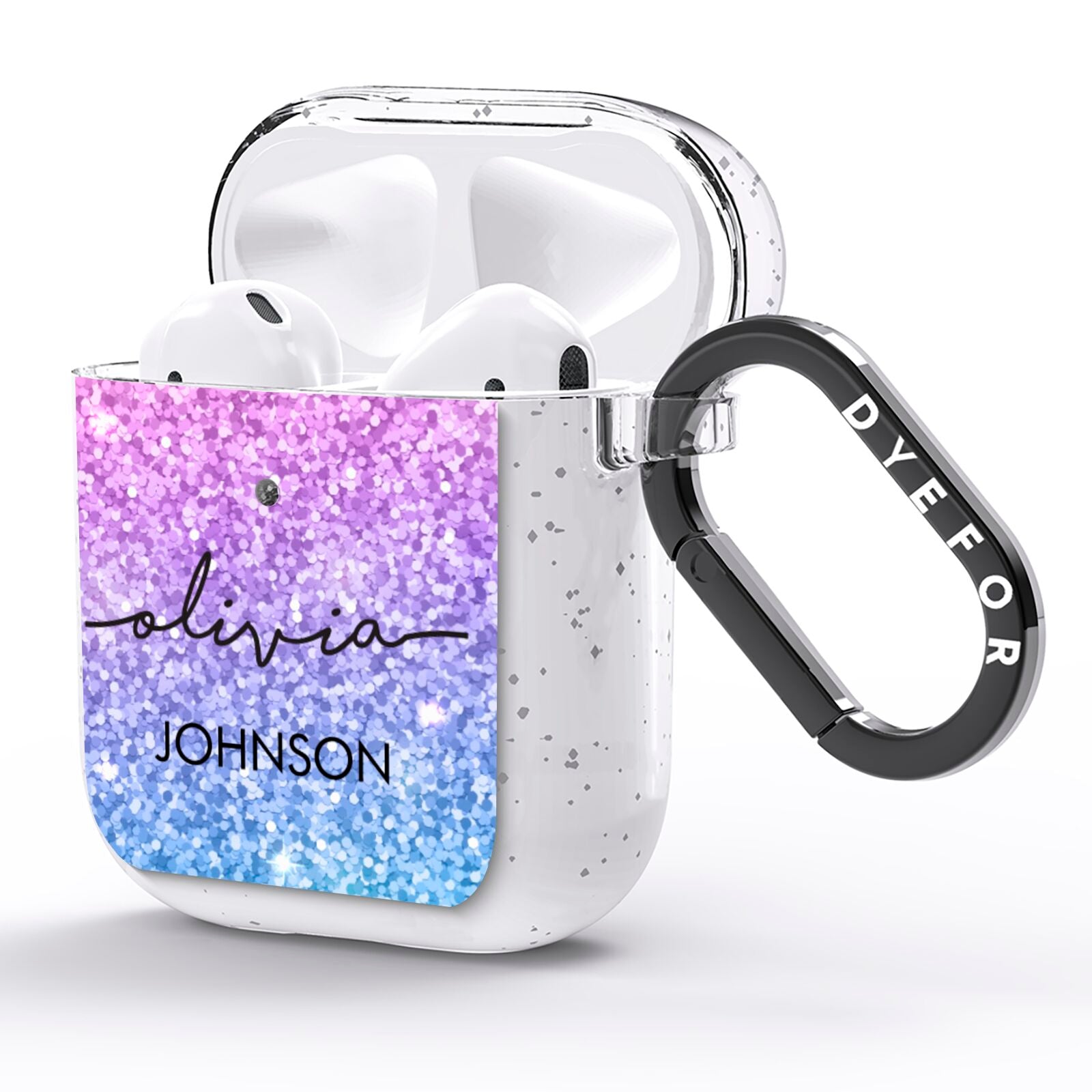 Personalised Ombre Glitter with Names AirPods Glitter Case Side Image