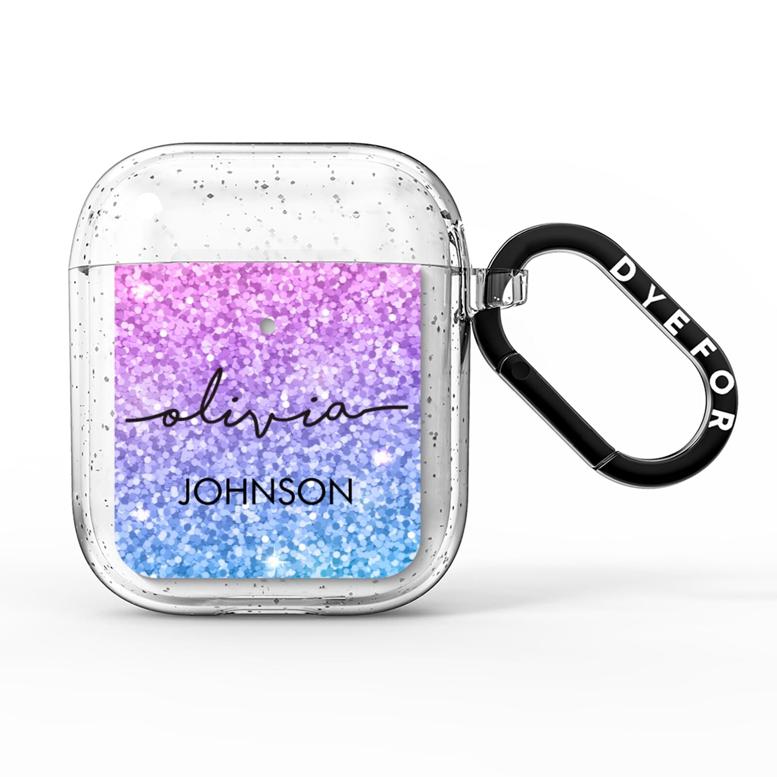 Personalised Ombre Glitter with Names AirPods Glitter Case