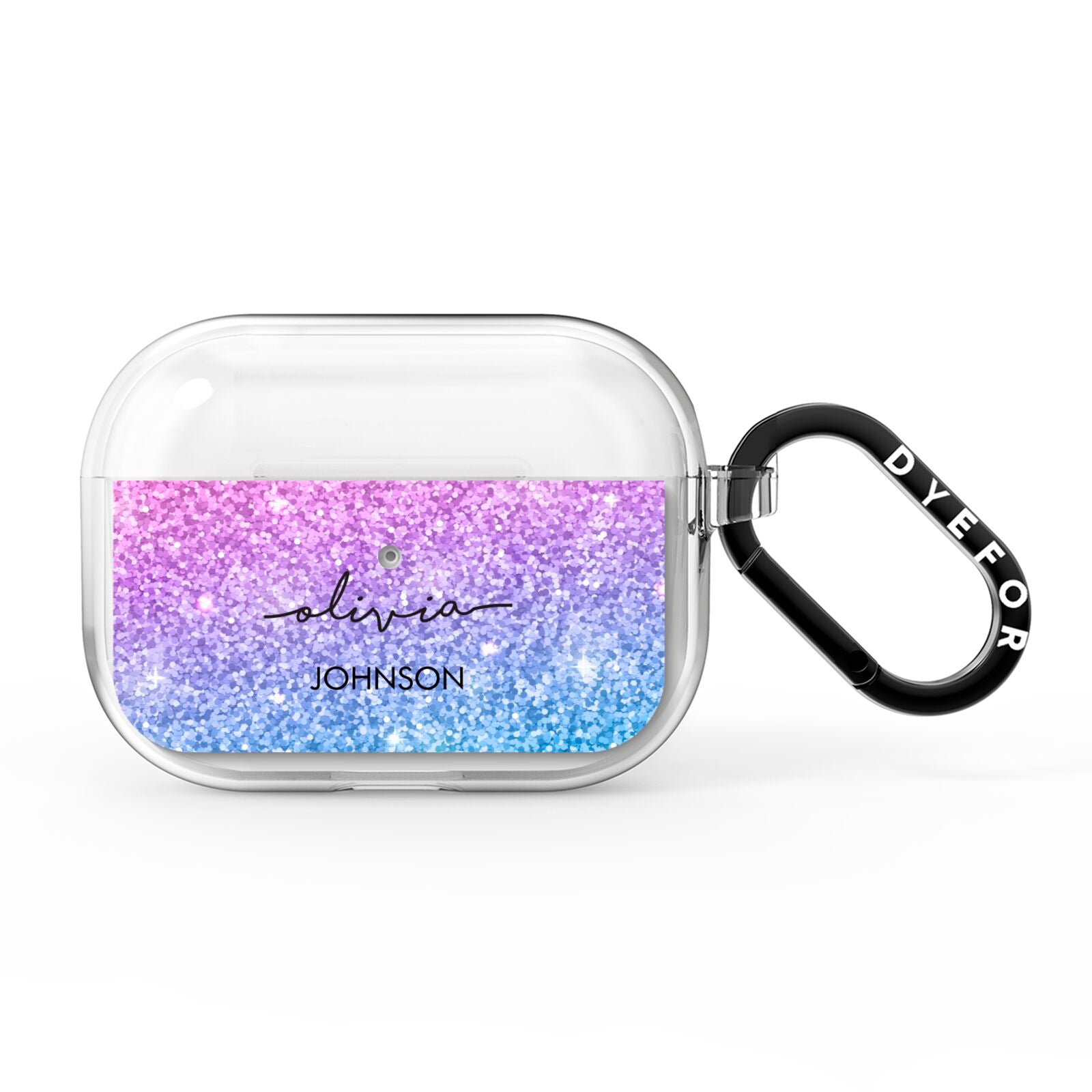 Personalised Ombre Glitter with Names AirPods Pro Clear Case