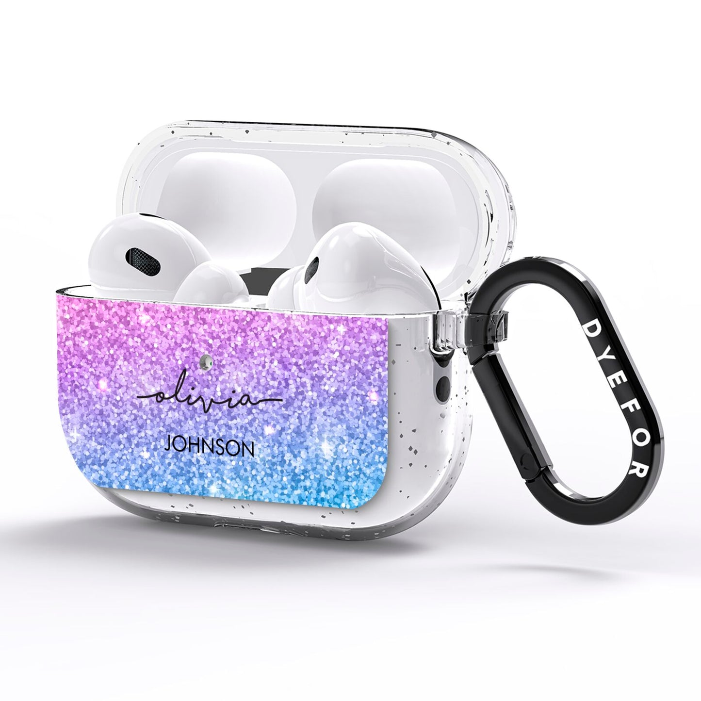 Personalised Ombre Glitter with Names AirPods Pro Glitter Case Side Image