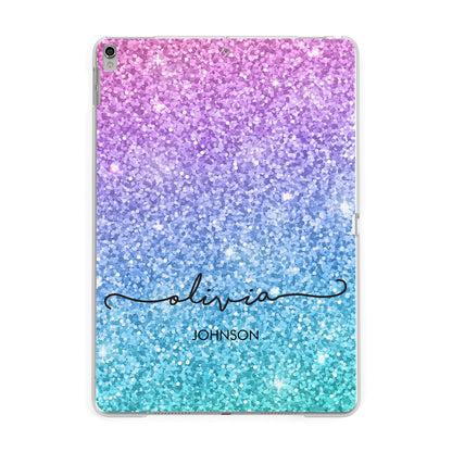 Personalised Ombre Glitter with Names Apple iPad Silver Case