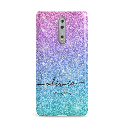 Personalised Ombre Glitter with Names Nokia Case