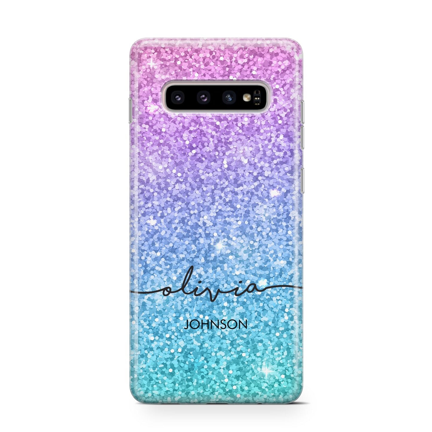 Personalised Ombre Glitter with Names Protective Samsung Galaxy Case