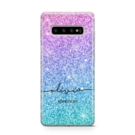 Personalised Ombre Glitter with Names Protective Samsung Galaxy Case