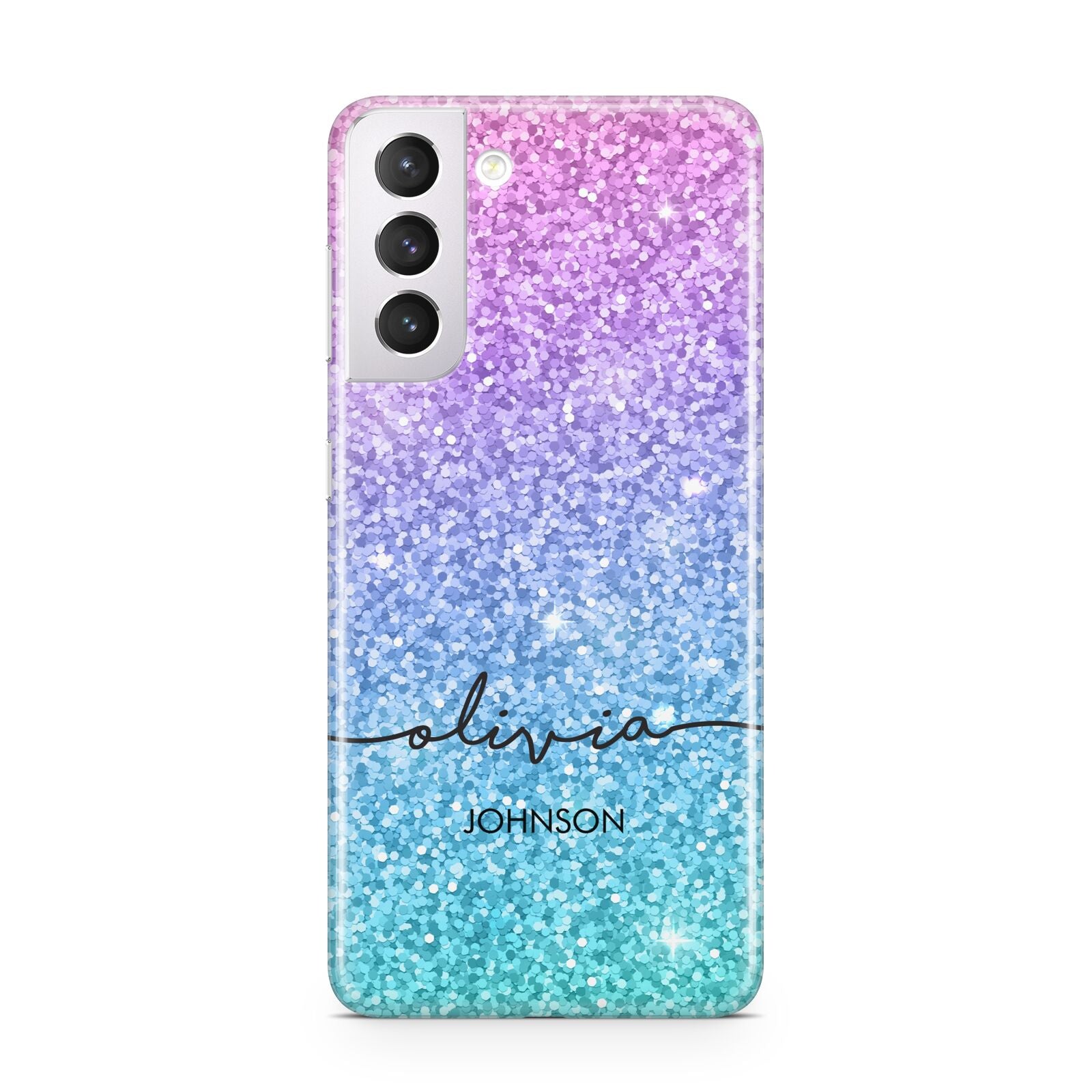 Personalised Ombre Glitter with Names Samsung S21 Case