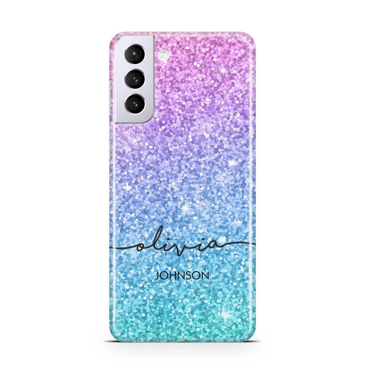 Personalised Ombre Glitter with Names Samsung S21 Plus Case