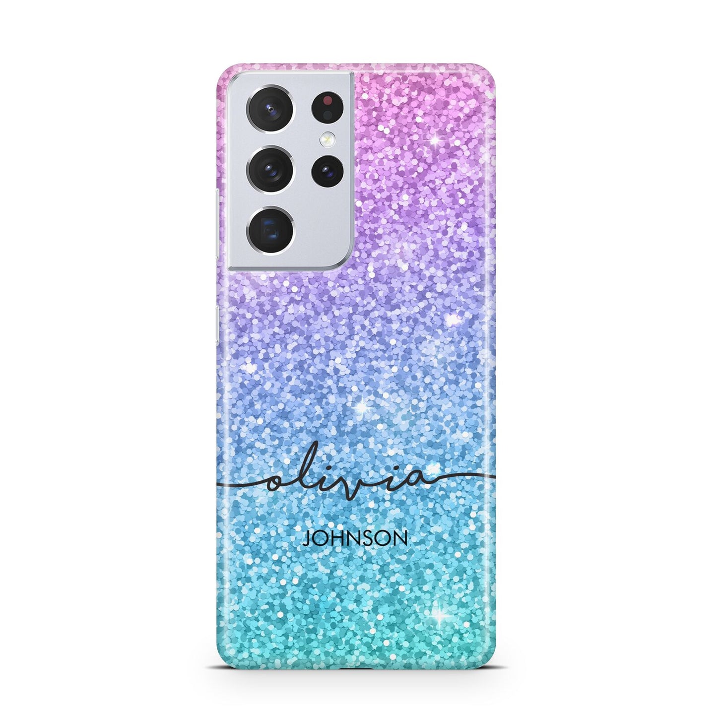 Personalised Ombre Glitter with Names Samsung S21 Ultra Case