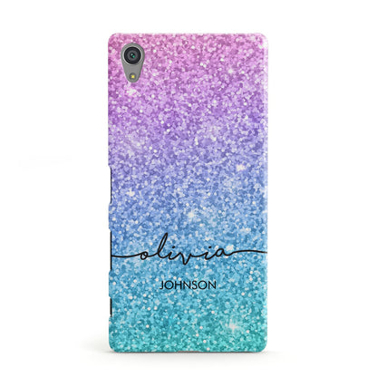 Personalised Ombre Glitter with Names Sony Xperia Case