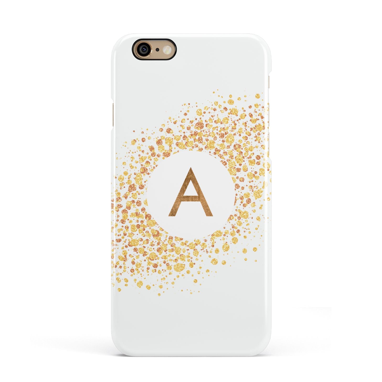 Personalised One Initial Gold Flakes Apple iPhone 6 3D Snap Case