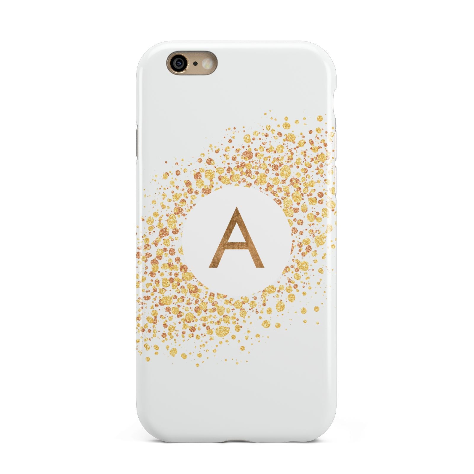 Personalised One Initial Gold Flakes Apple iPhone 6 3D Tough Case