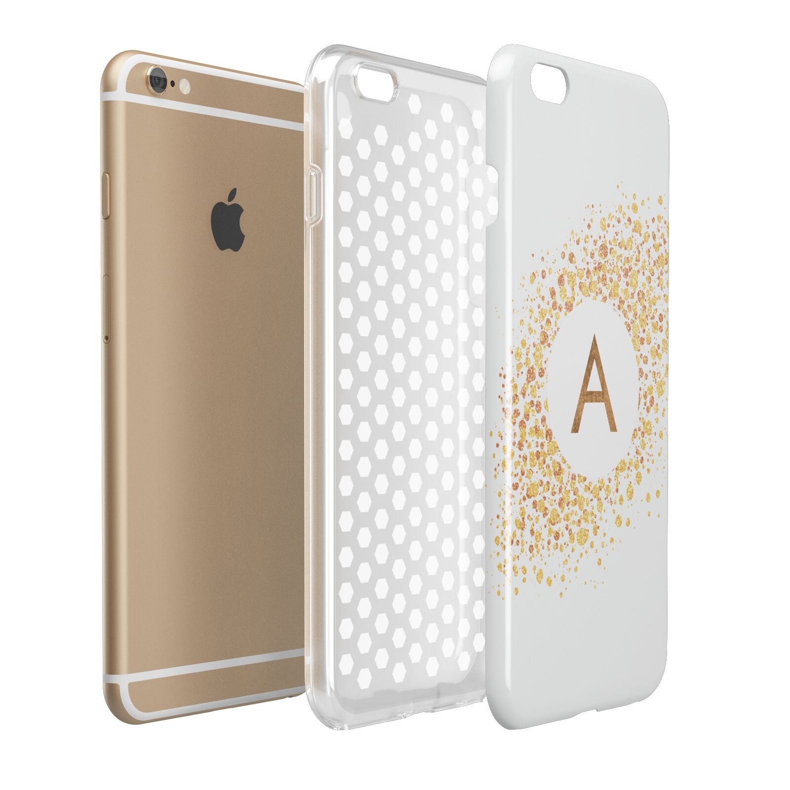 Personalised One Initial Gold Flakes Apple iPhone 6 Plus 3D Tough Case Expand Detail Image