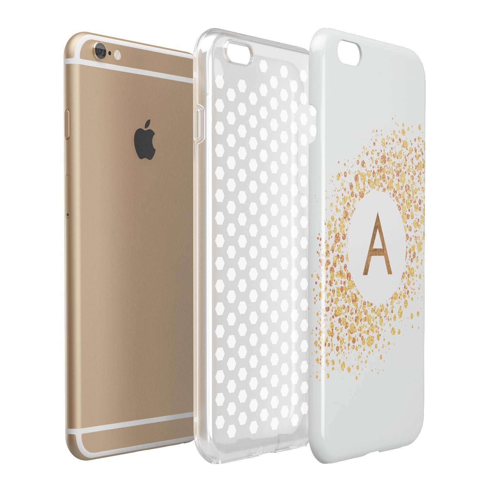 Personalised One Initial Gold Flakes Apple iPhone 6 Plus 3D Tough Case