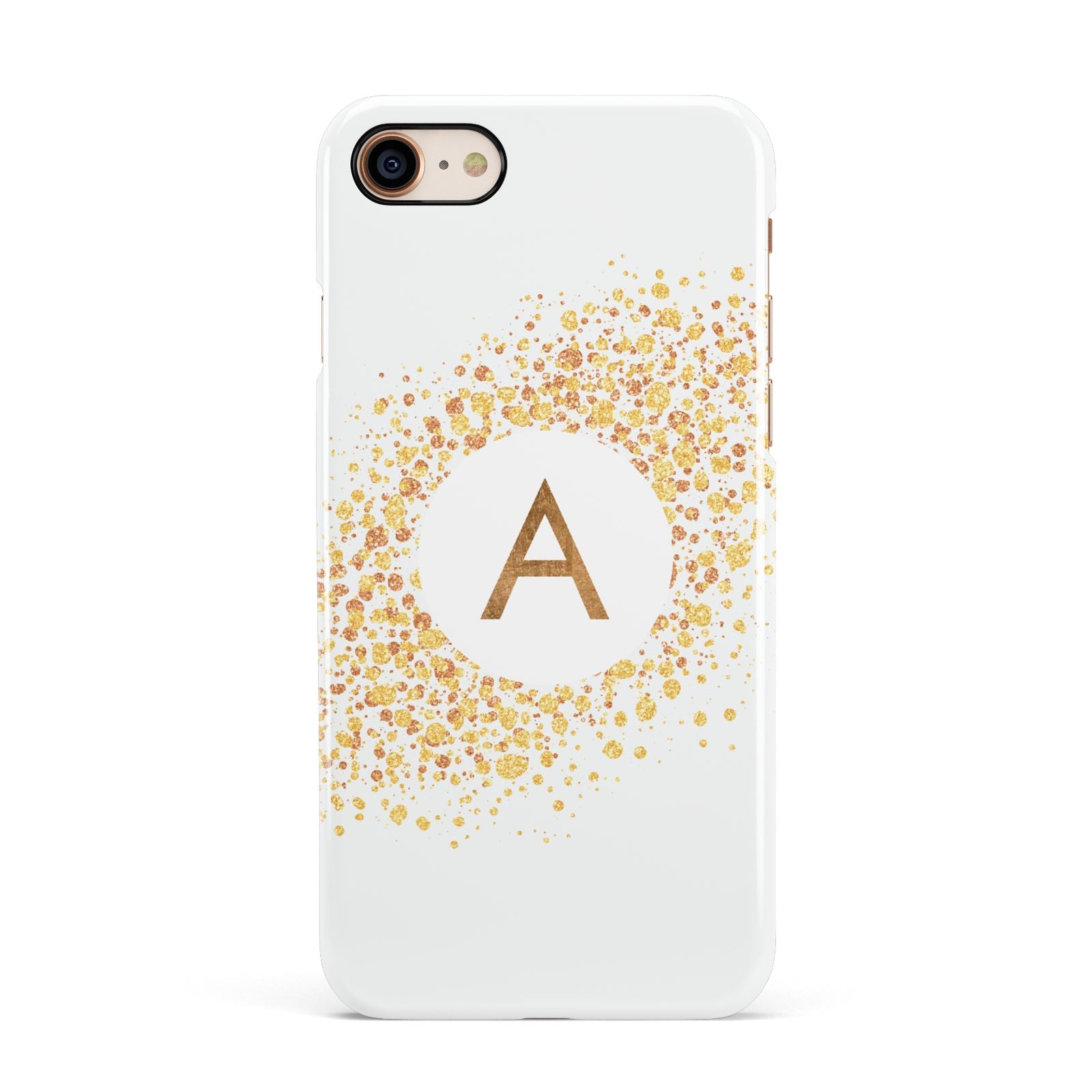 Personalised One Initial Gold Flakes Apple iPhone 7 8 3D Snap Case