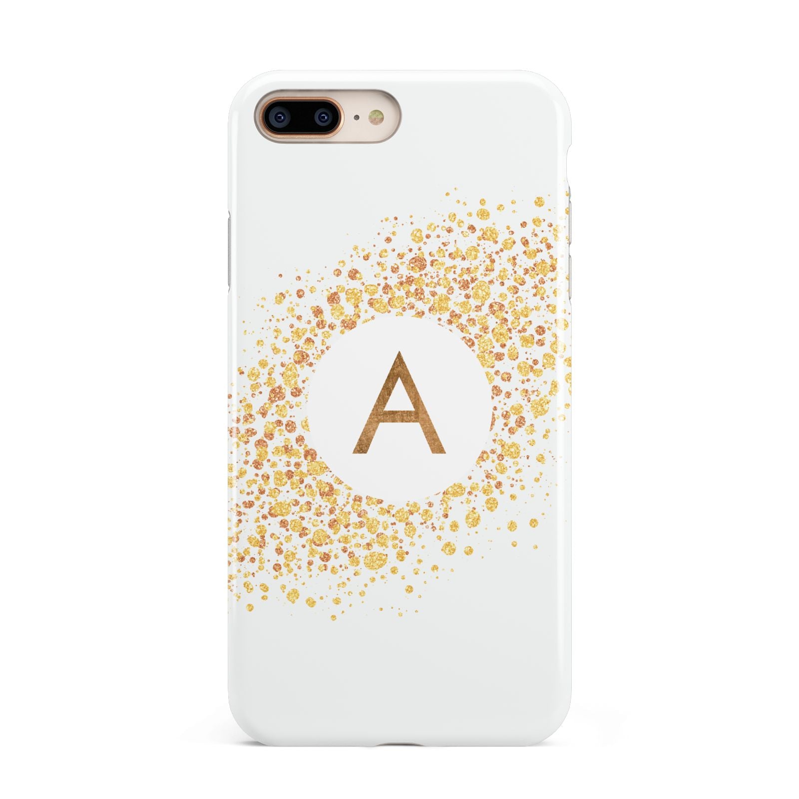 Personalised One Initial Gold Flakes Apple iPhone 7 8 Plus 3D Tough Case