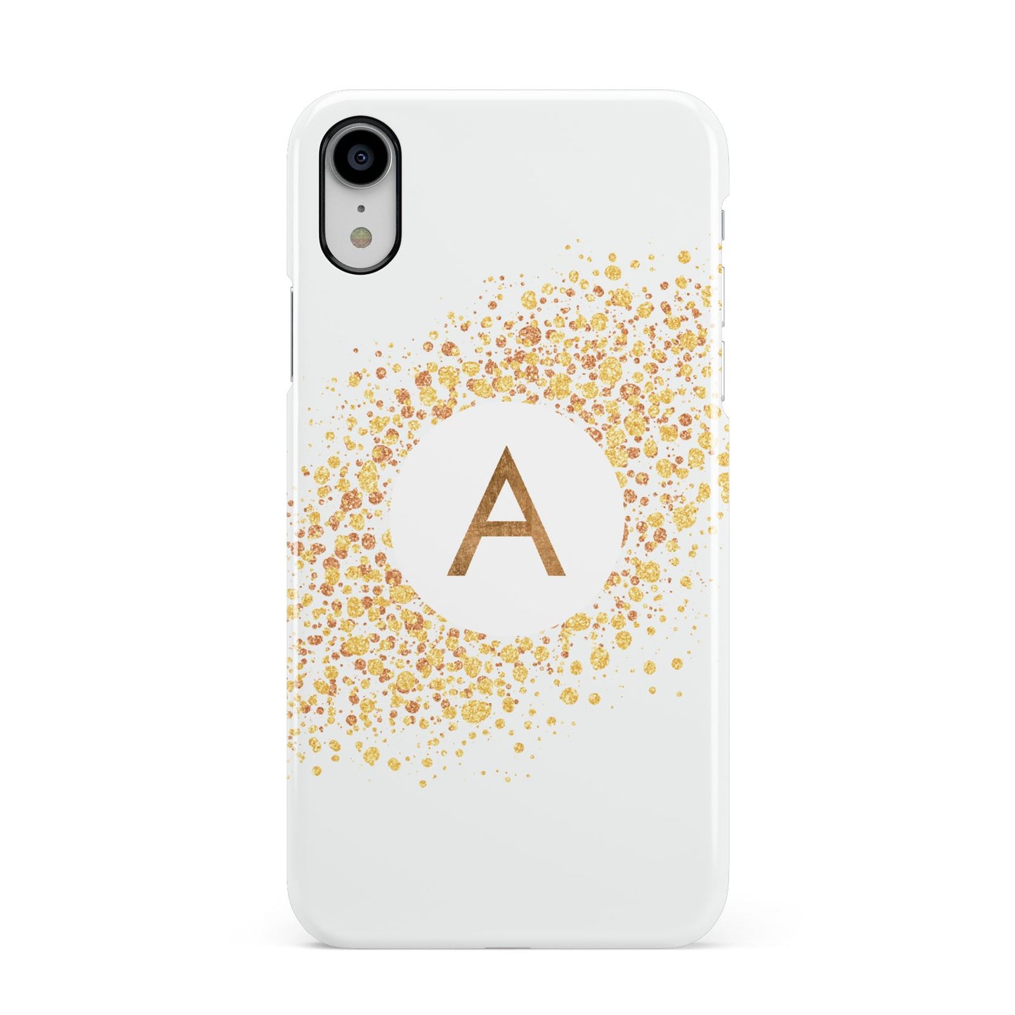 Personalised One Initial Gold Flakes Apple iPhone XR White 3D Snap Case