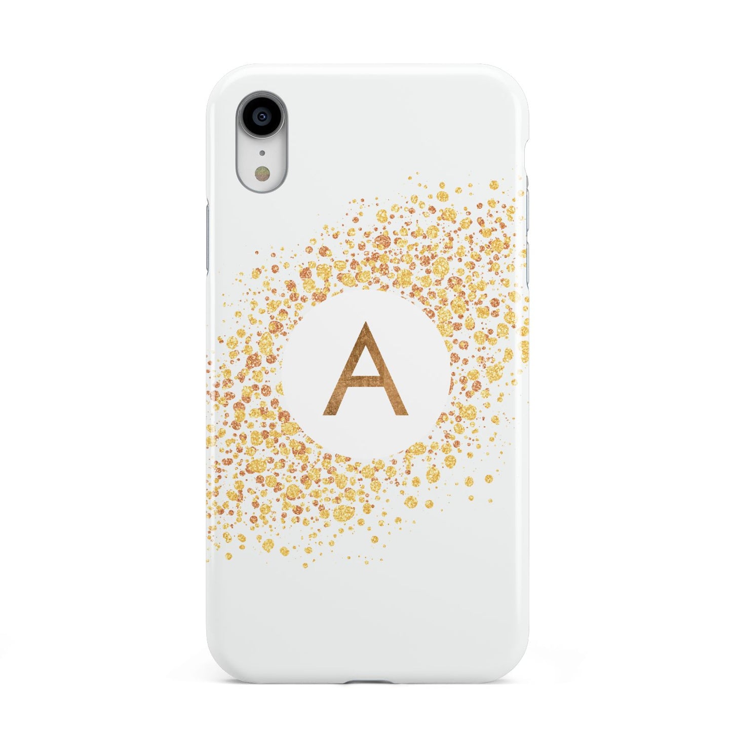 Personalised One Initial Gold Flakes Apple iPhone XR White 3D Tough Case