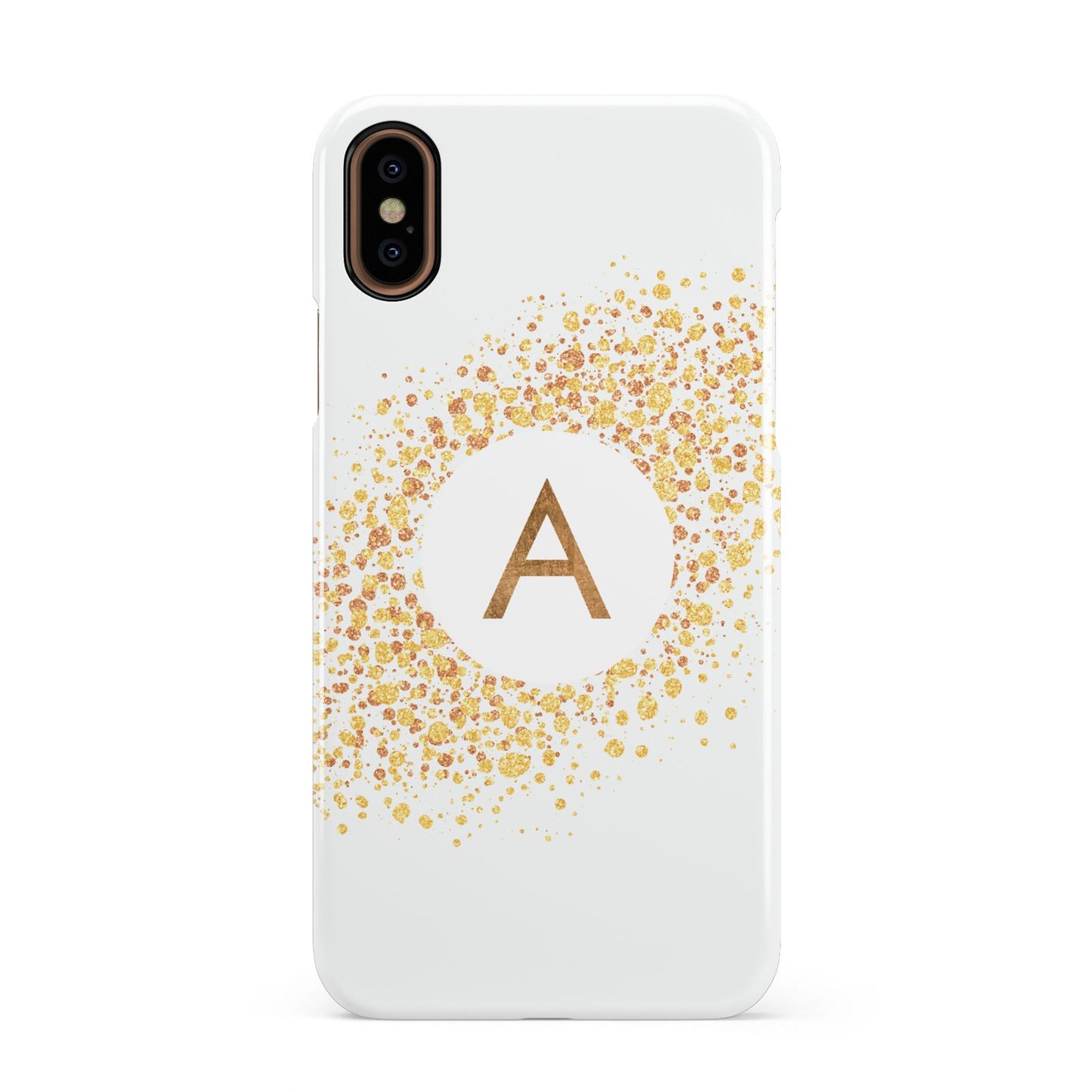 Personalised One Initial Gold Flakes Apple iPhone XS 3D Snap Case