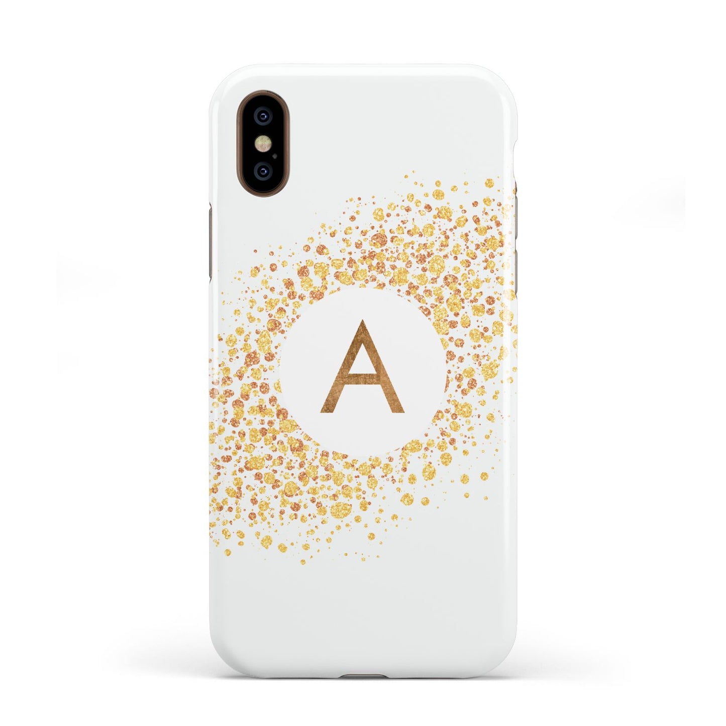 Personalised One Initial Gold Flakes Apple iPhone XS 3D Tough