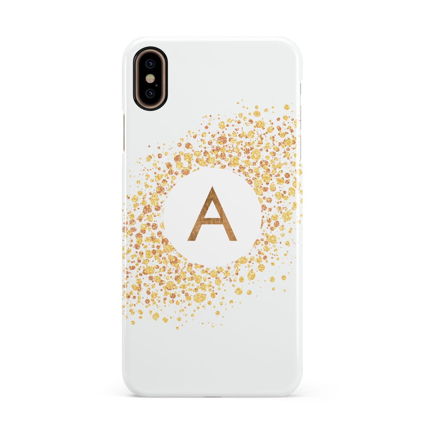 Personalised One Initial Gold Flakes Apple iPhone Xs Max 3D Snap Case