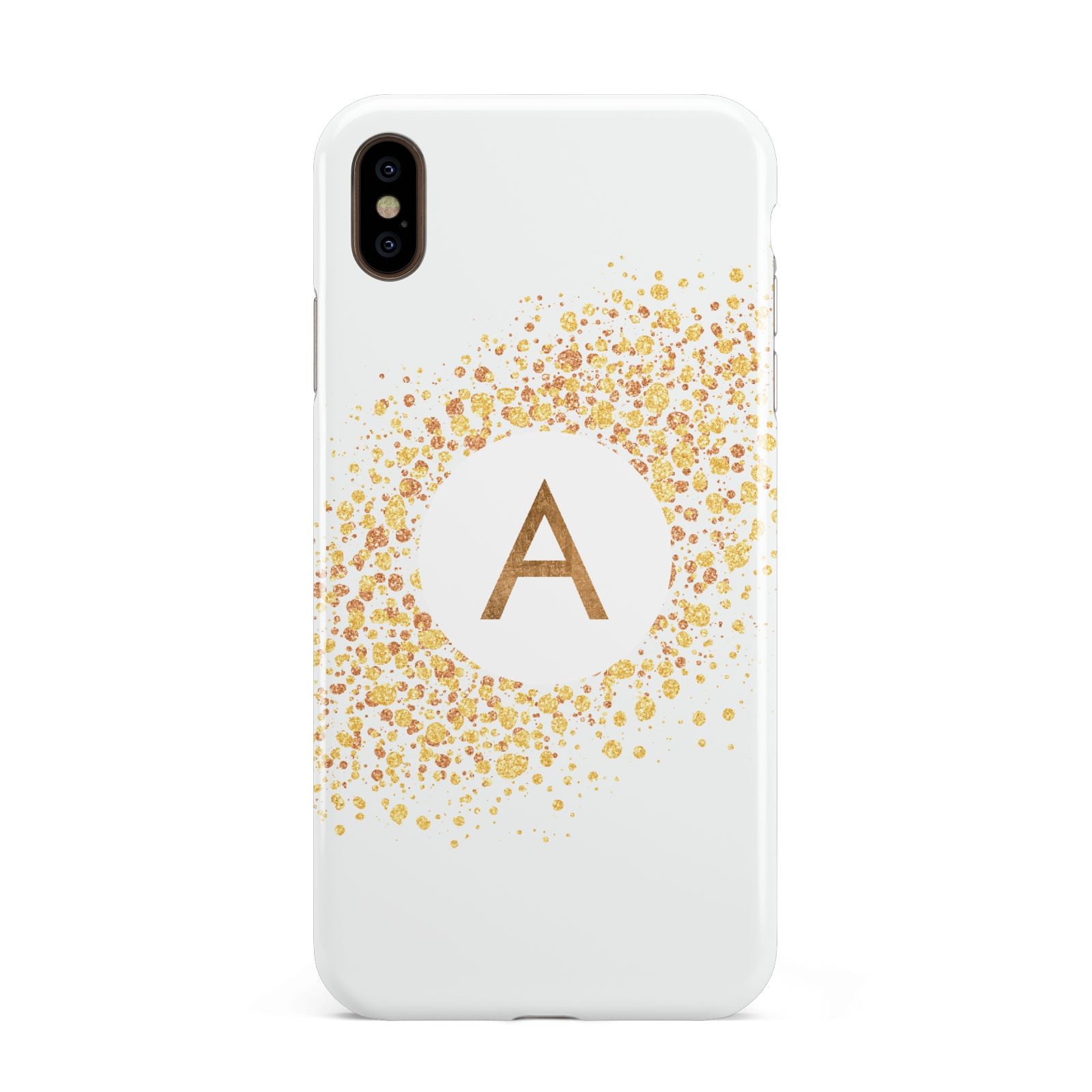 Personalised One Initial Gold Flakes Apple iPhone Xs Max 3D Tough Case