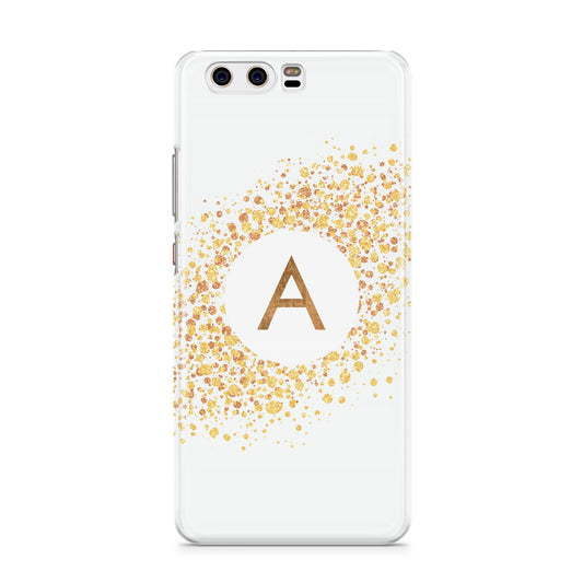 Personalised One Initial Gold Flakes Huawei P10 Phone Case