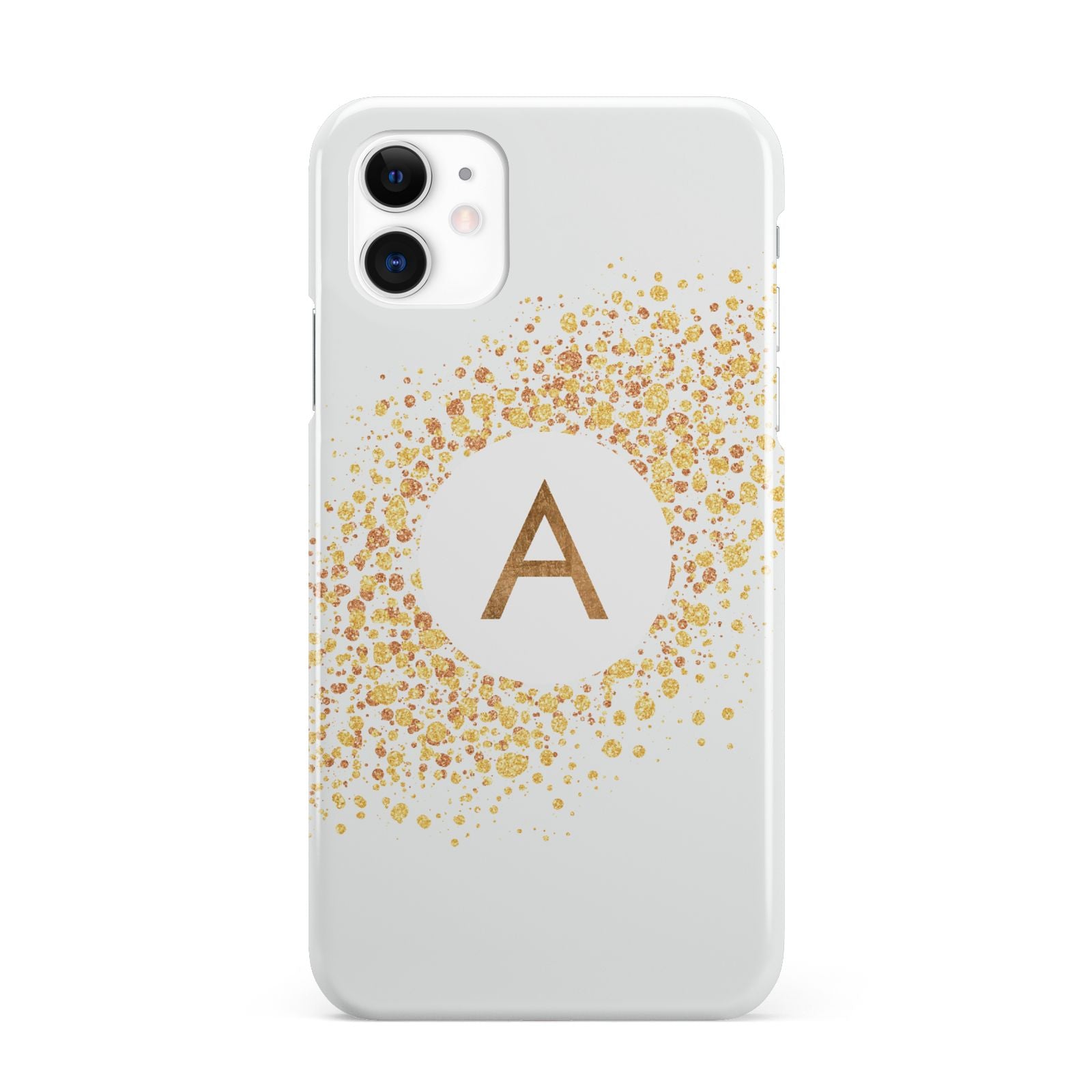 Personalised One Initial Gold Flakes iPhone 11 3D Snap Case