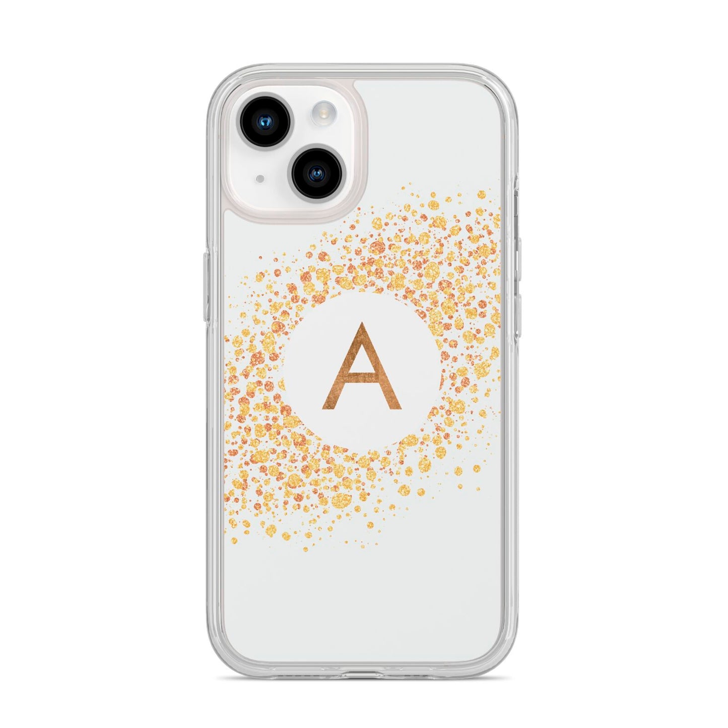 Personalised One Initial Gold Flakes iPhone 14 Clear Tough Case Starlight