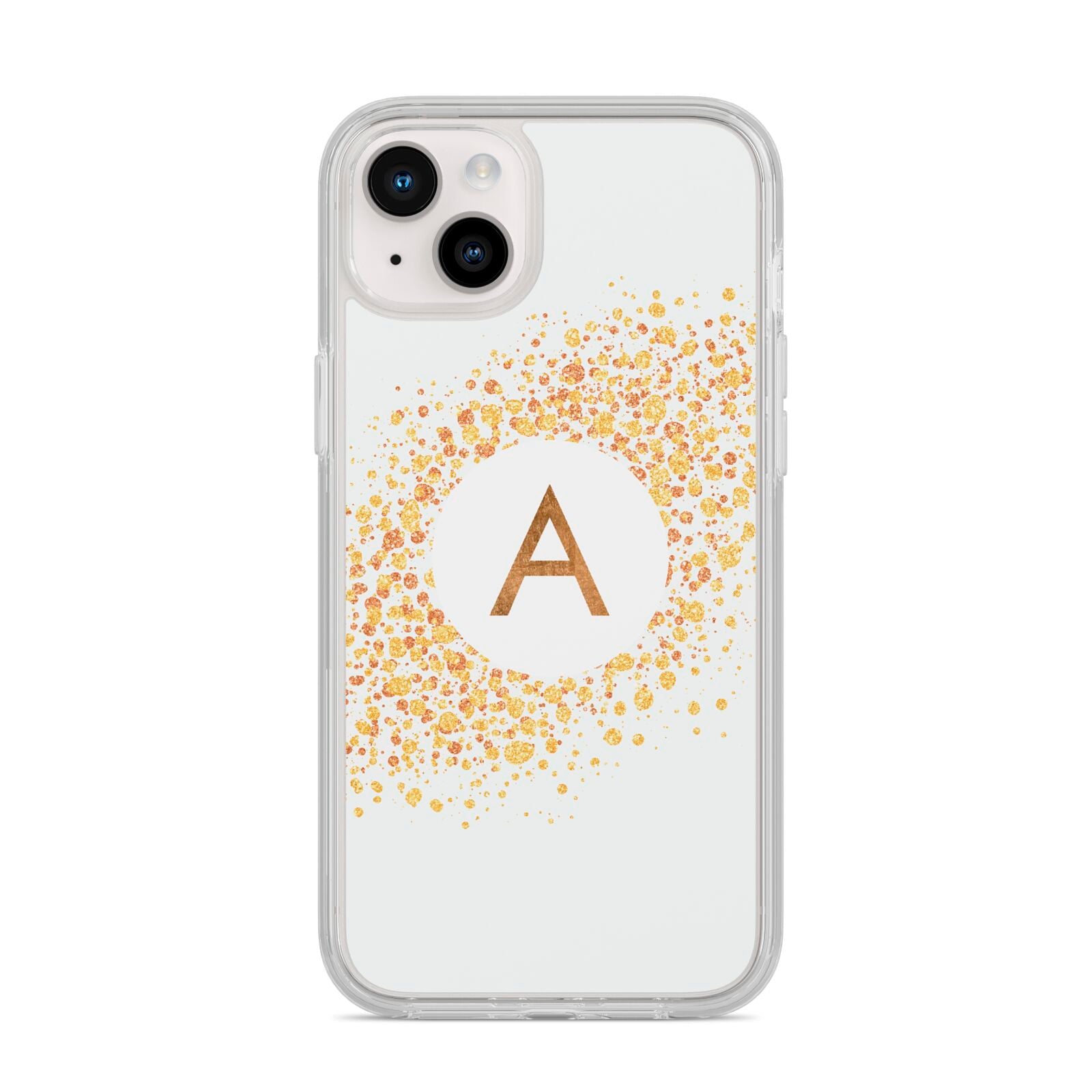 Personalised One Initial Gold Flakes iPhone 14 Plus Clear Tough Case Starlight