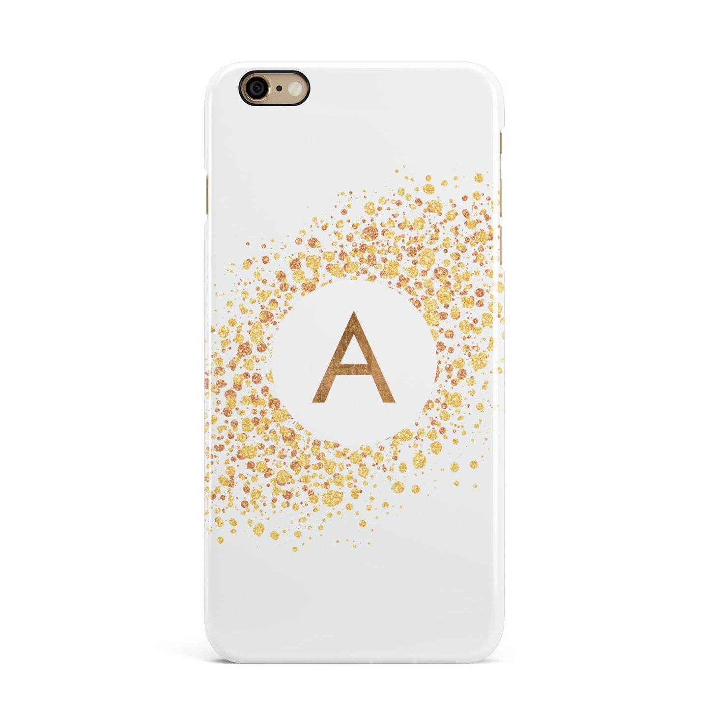 Personalised One Initial Gold Flakes iPhone 6 Plus 3D Snap Case on Gold Phone