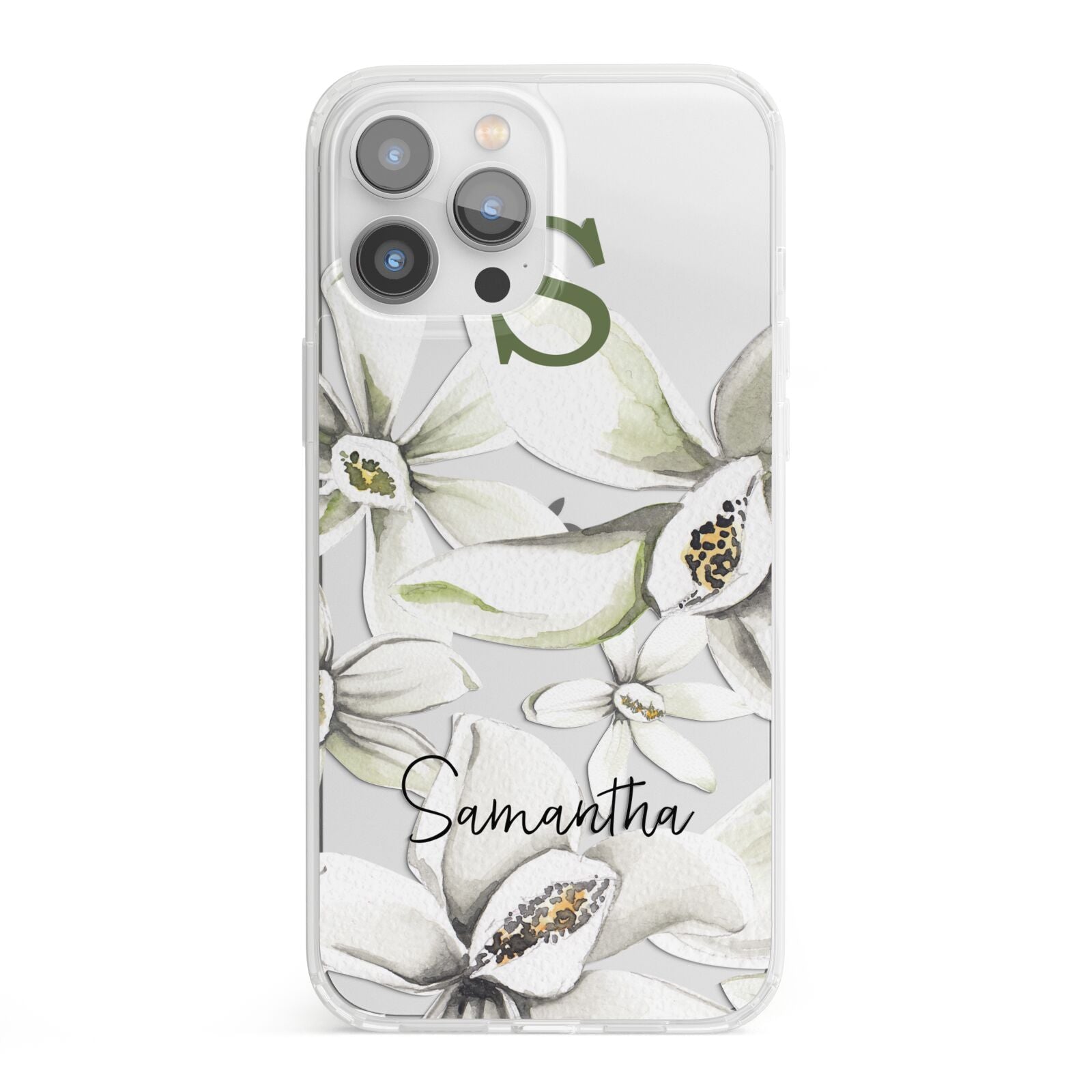 Personalised Orange Blossom iPhone 13 Pro Max Clear Bumper Case