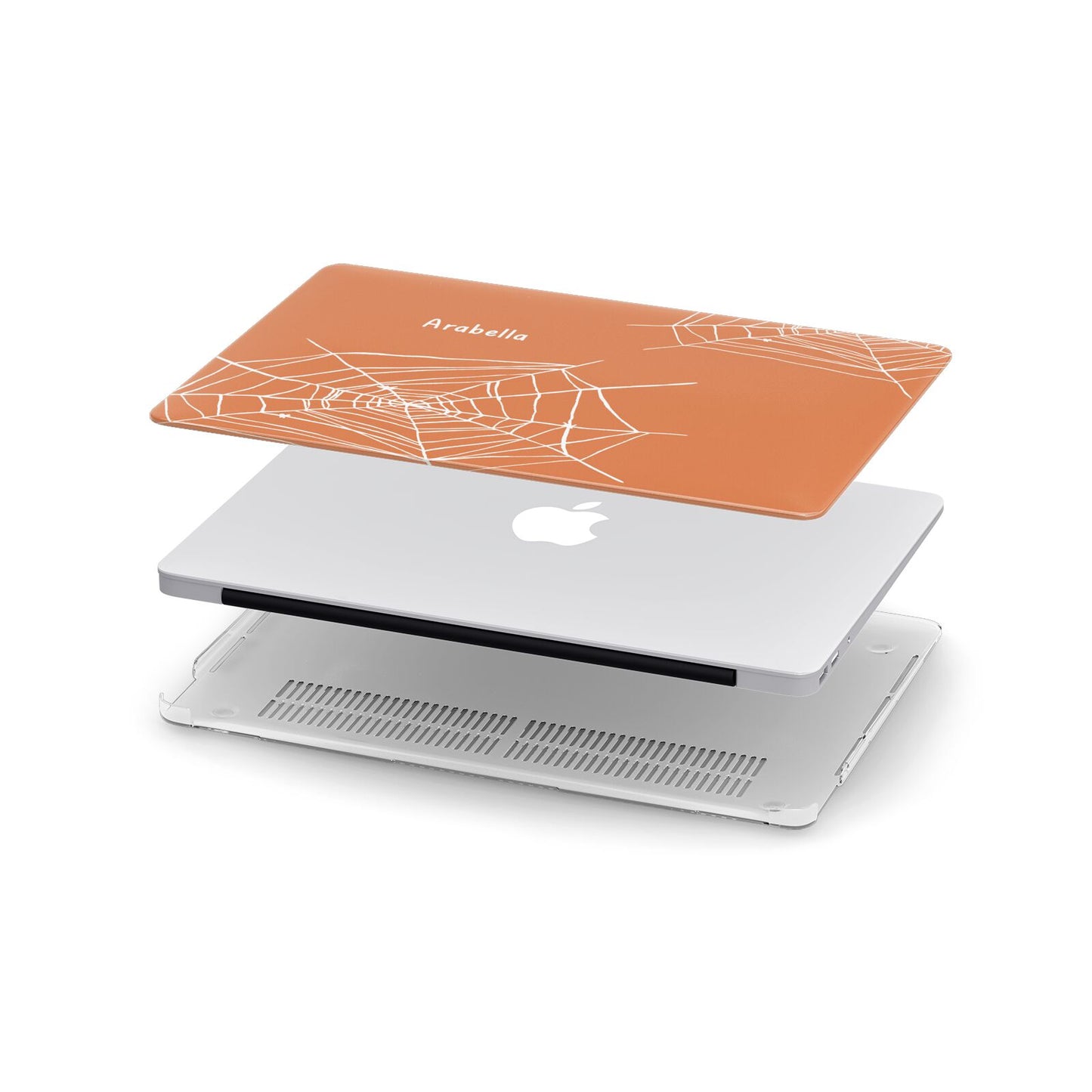 Personalised Orange Cobweb Apple MacBook Case in Detail
