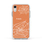 Personalised Orange Cobweb Apple iPhone XR Impact Case White Edge on Silver Phone