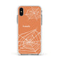 Personalised Orange Cobweb Apple iPhone Xs Impact Case White Edge on Silver Phone