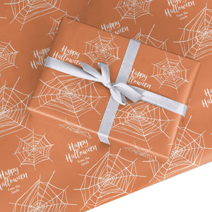 Personalised Orange Cobweb Wrapping Paper