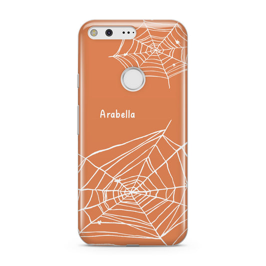 Personalised Orange Cobweb Google Pixel Case