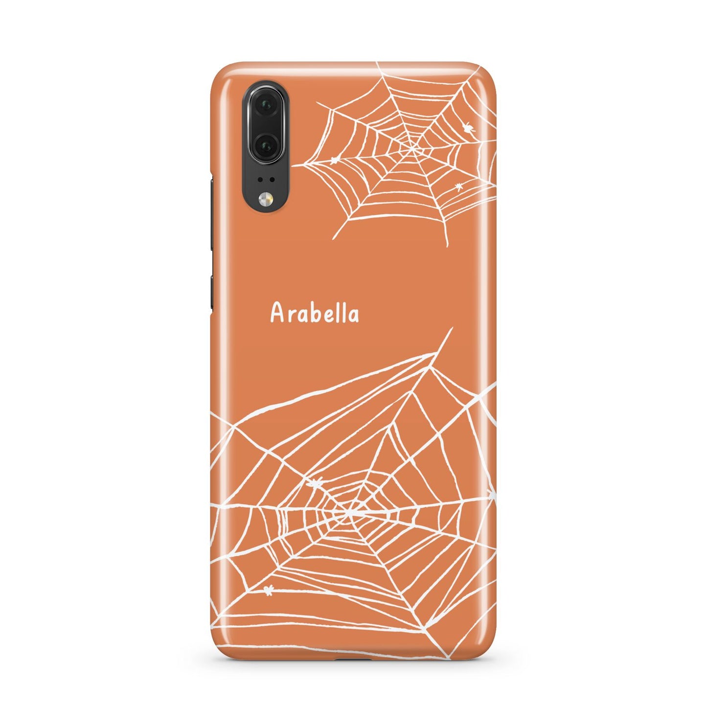 Personalised Orange Cobweb Huawei P20 Phone Case