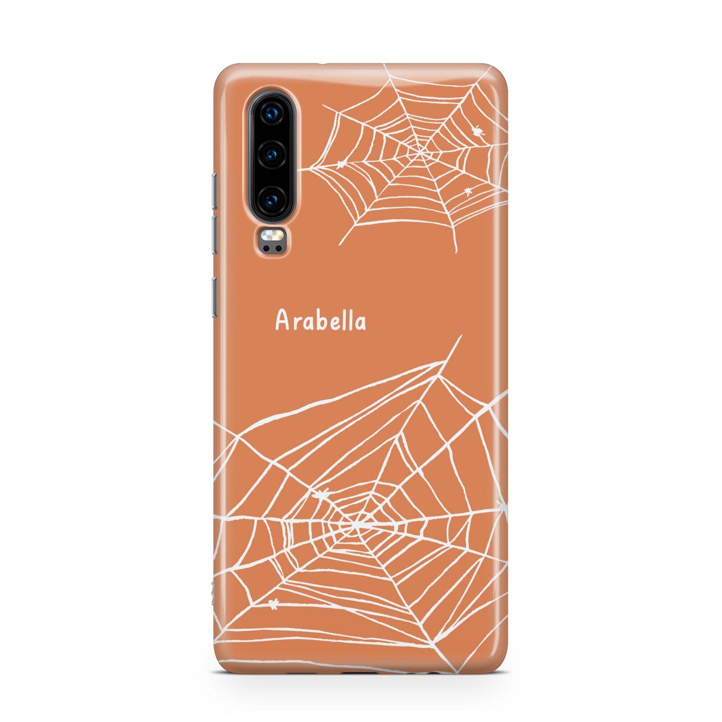 Personalised Orange Cobweb Huawei P30 Phone Case