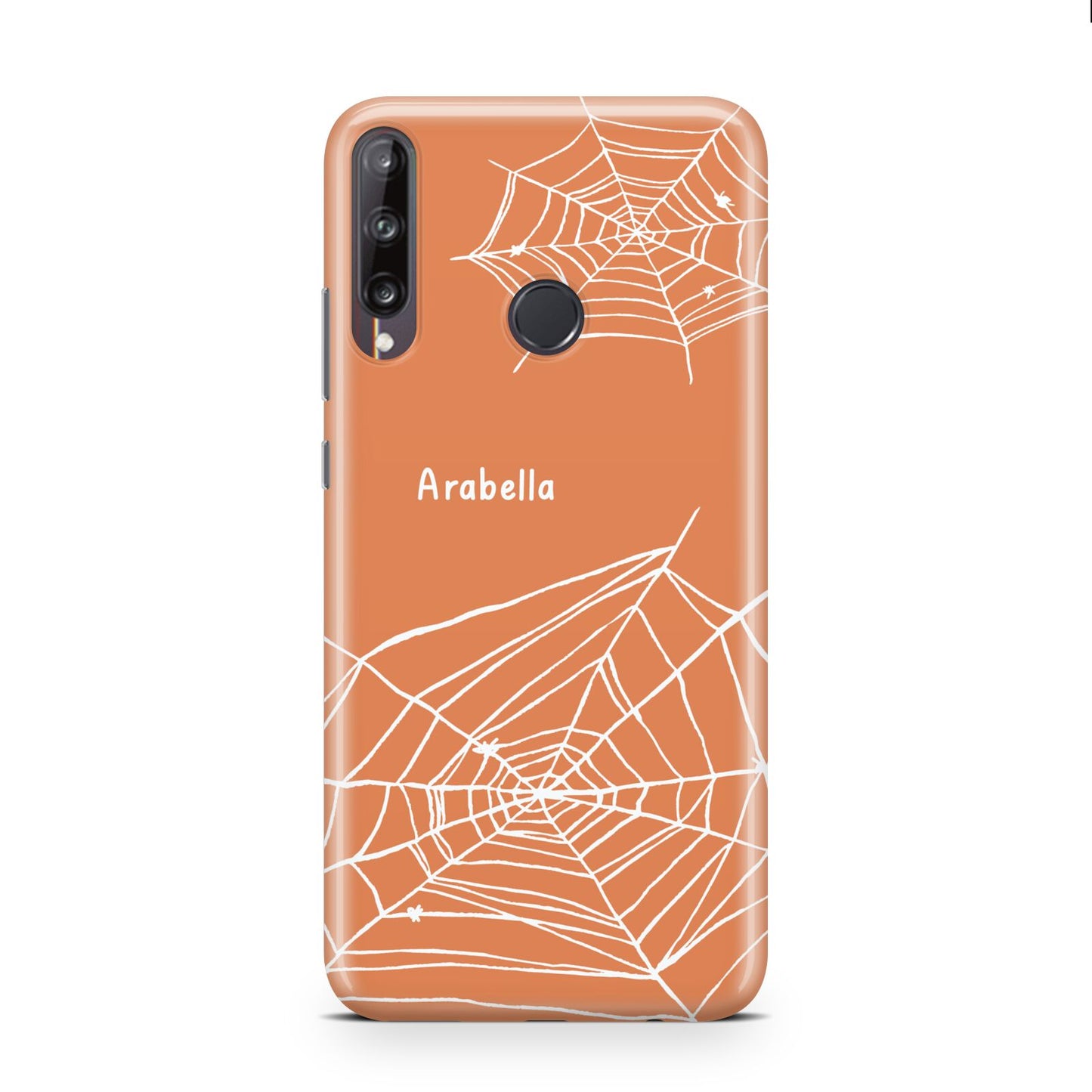 Personalised Orange Cobweb Huawei P40 Lite E Phone Case