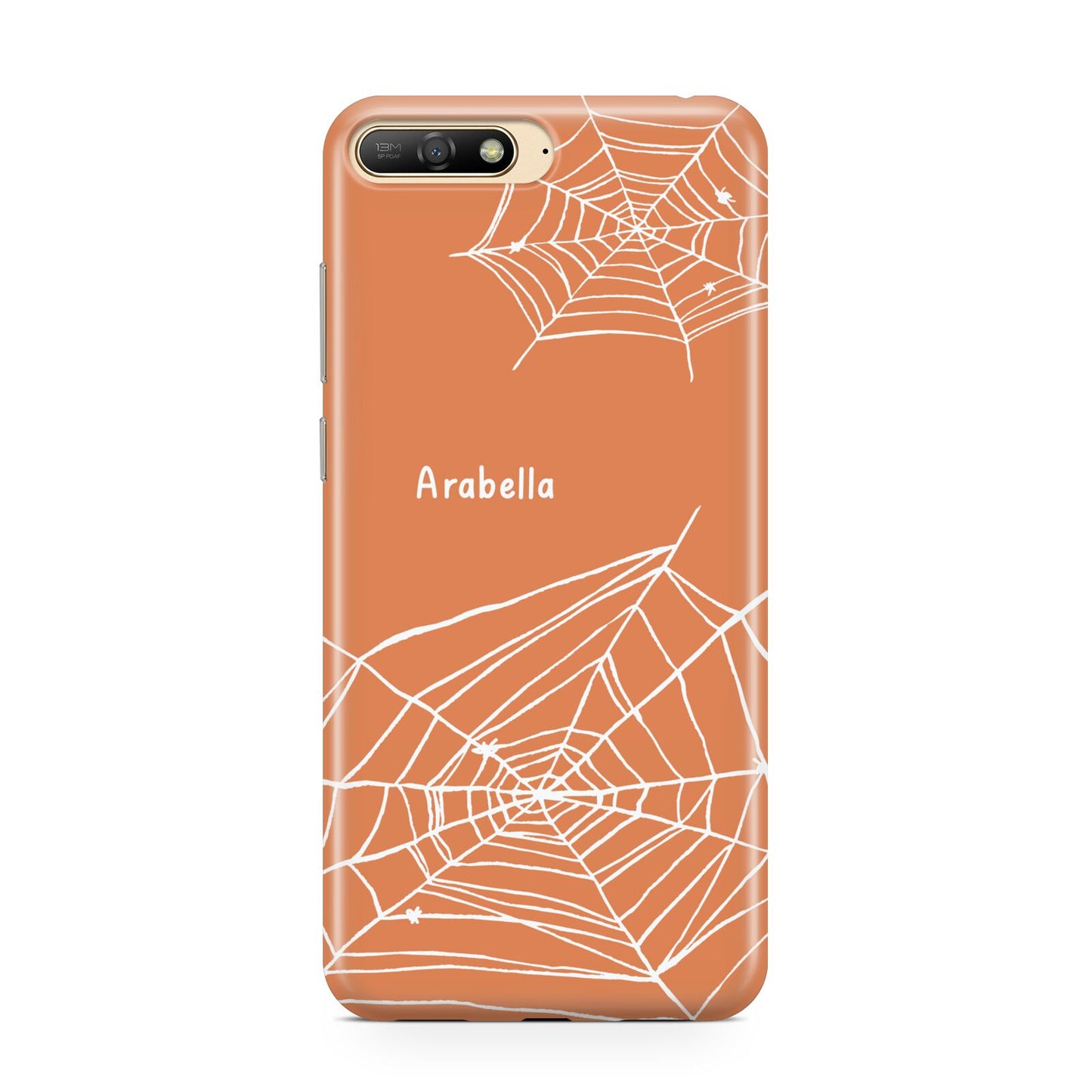 Personalised Orange Cobweb Huawei Y6 2018