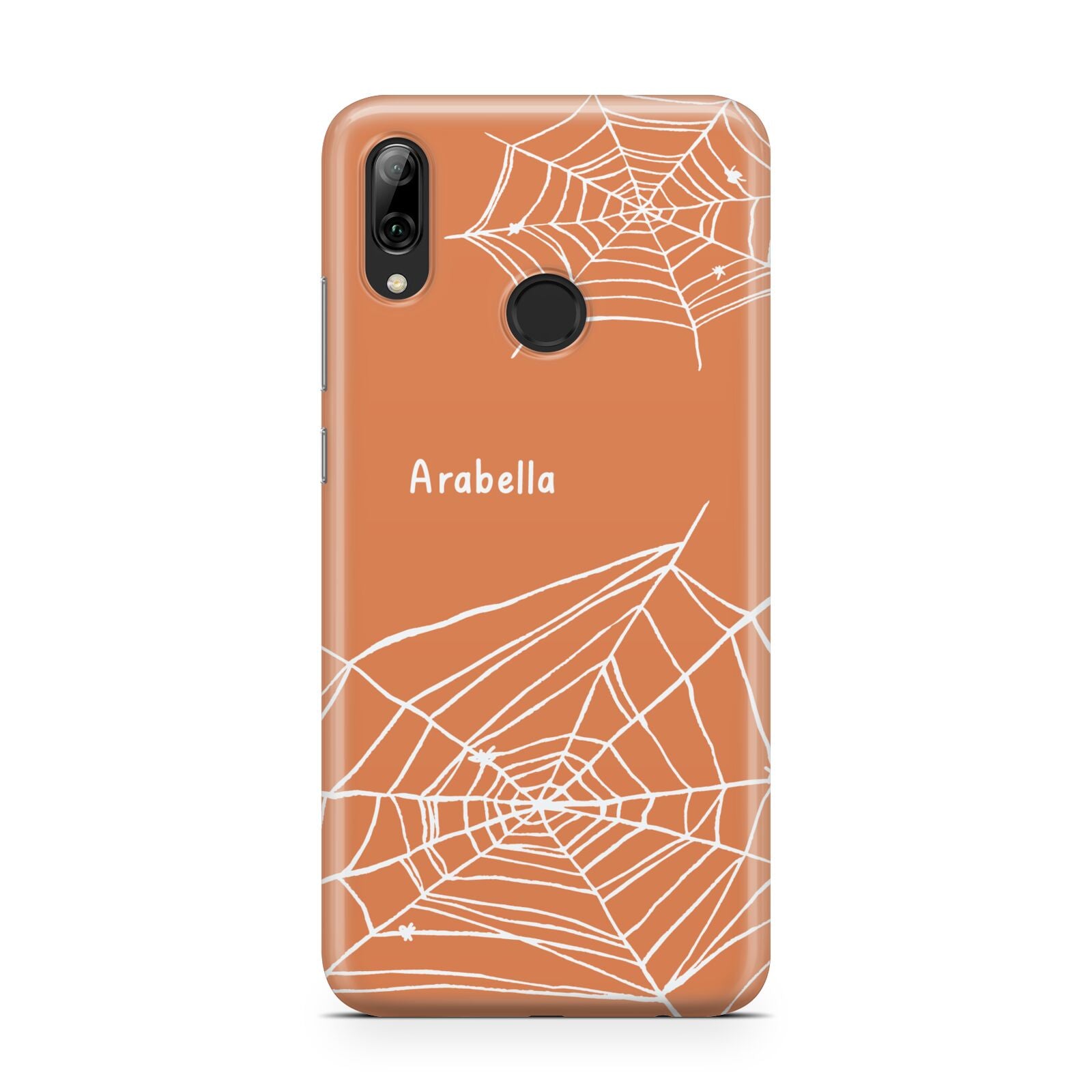 Personalised Orange Cobweb Huawei Y7 2019