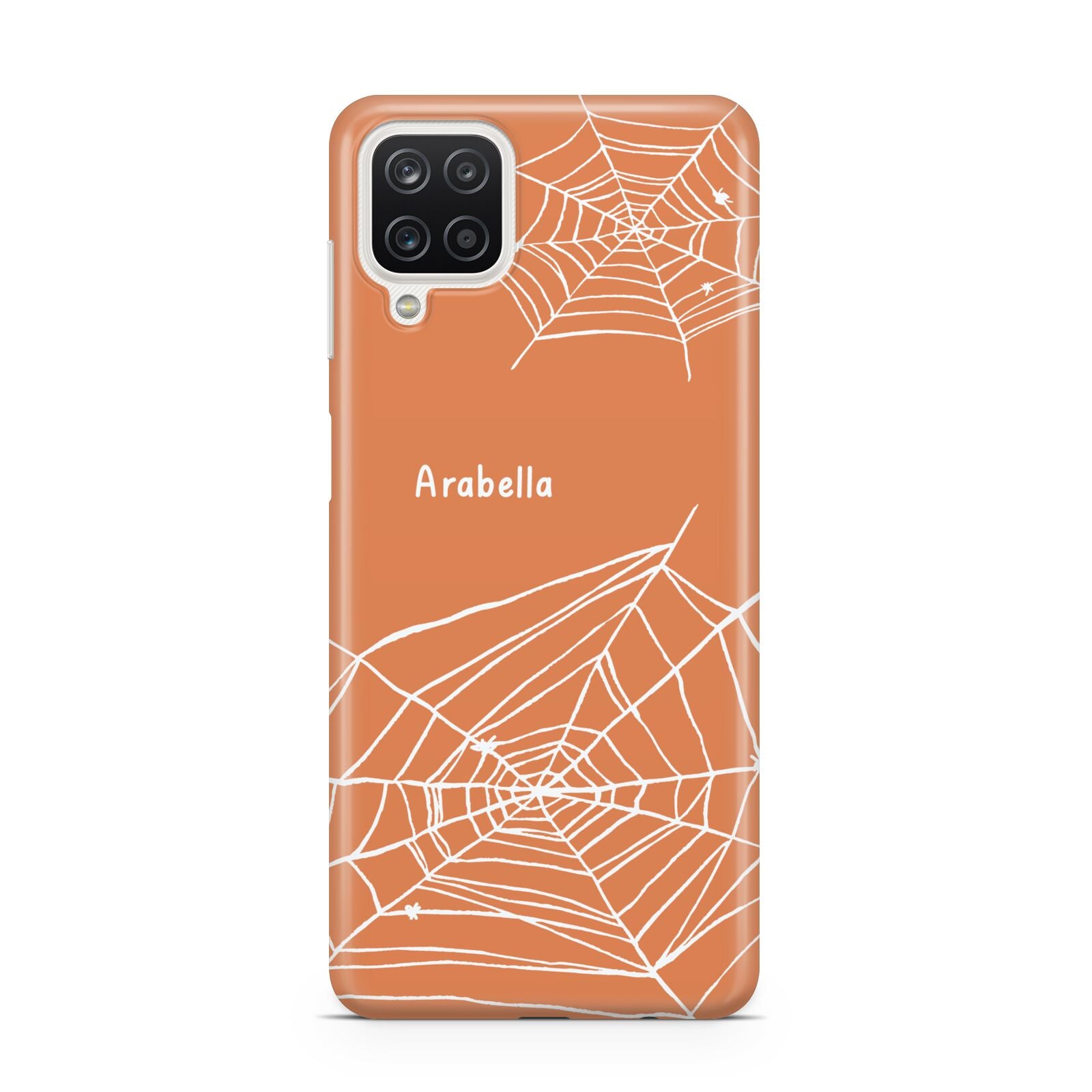 Personalised Orange Cobweb Samsung A12 Case