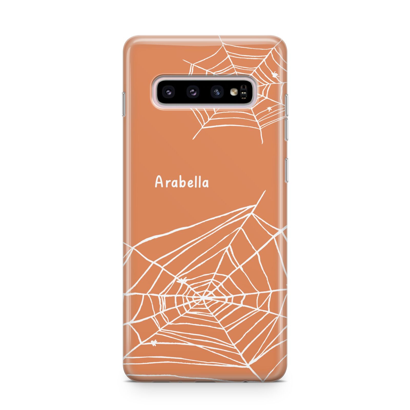 Personalised Orange Cobweb Samsung Galaxy S10 Plus Case