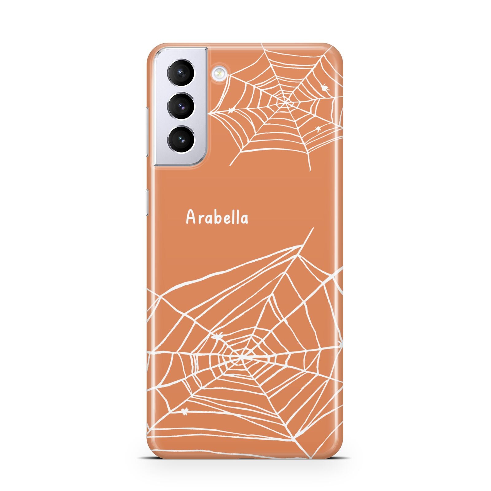 Personalised Orange Cobweb Samsung S21 Plus Case